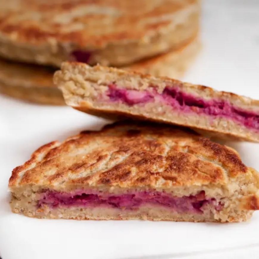 Gefüllte Himbeer-Pfannkuchen