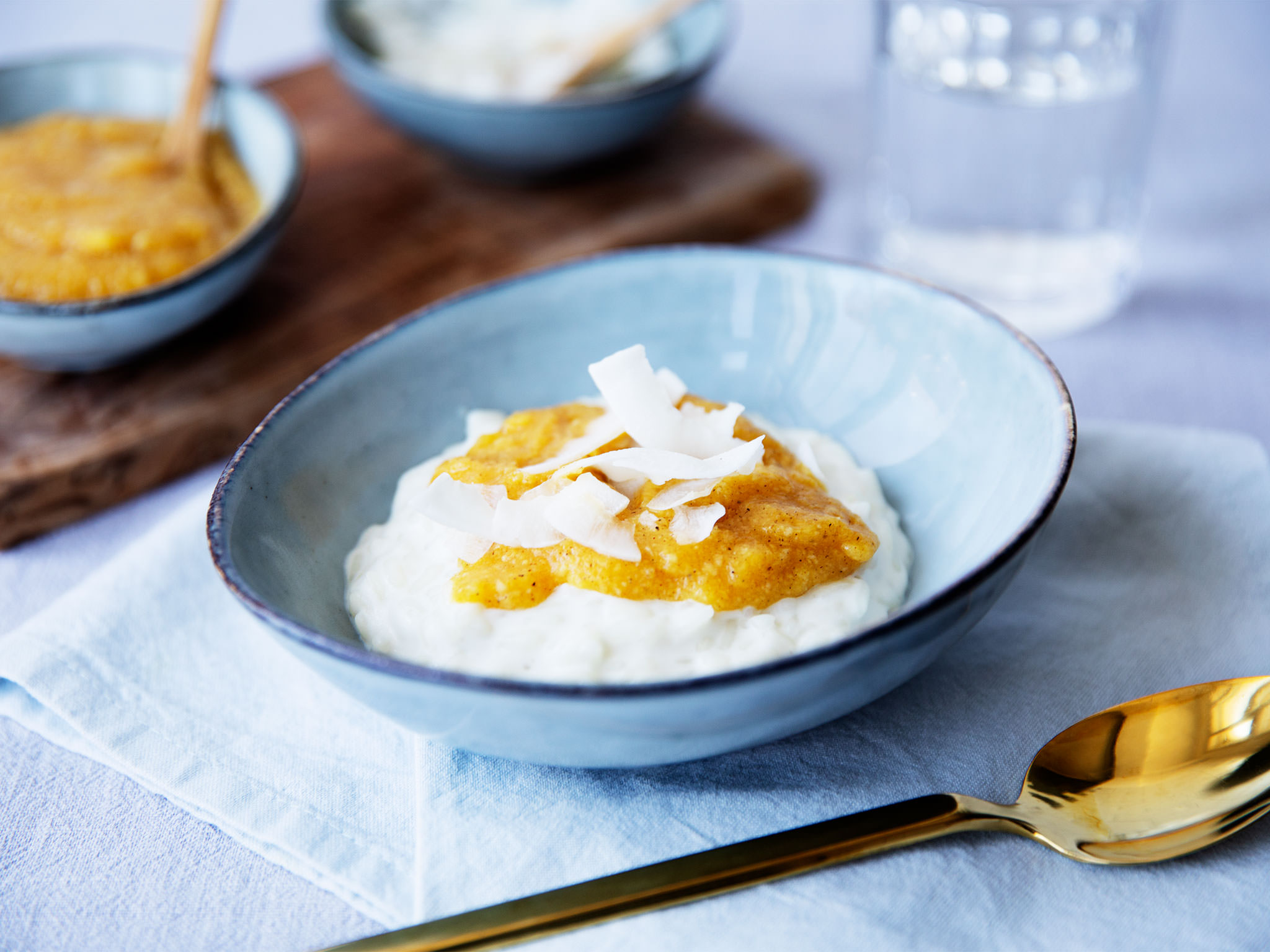 Coconut rice pudding with mango sauce Recipe Kitchen Stories