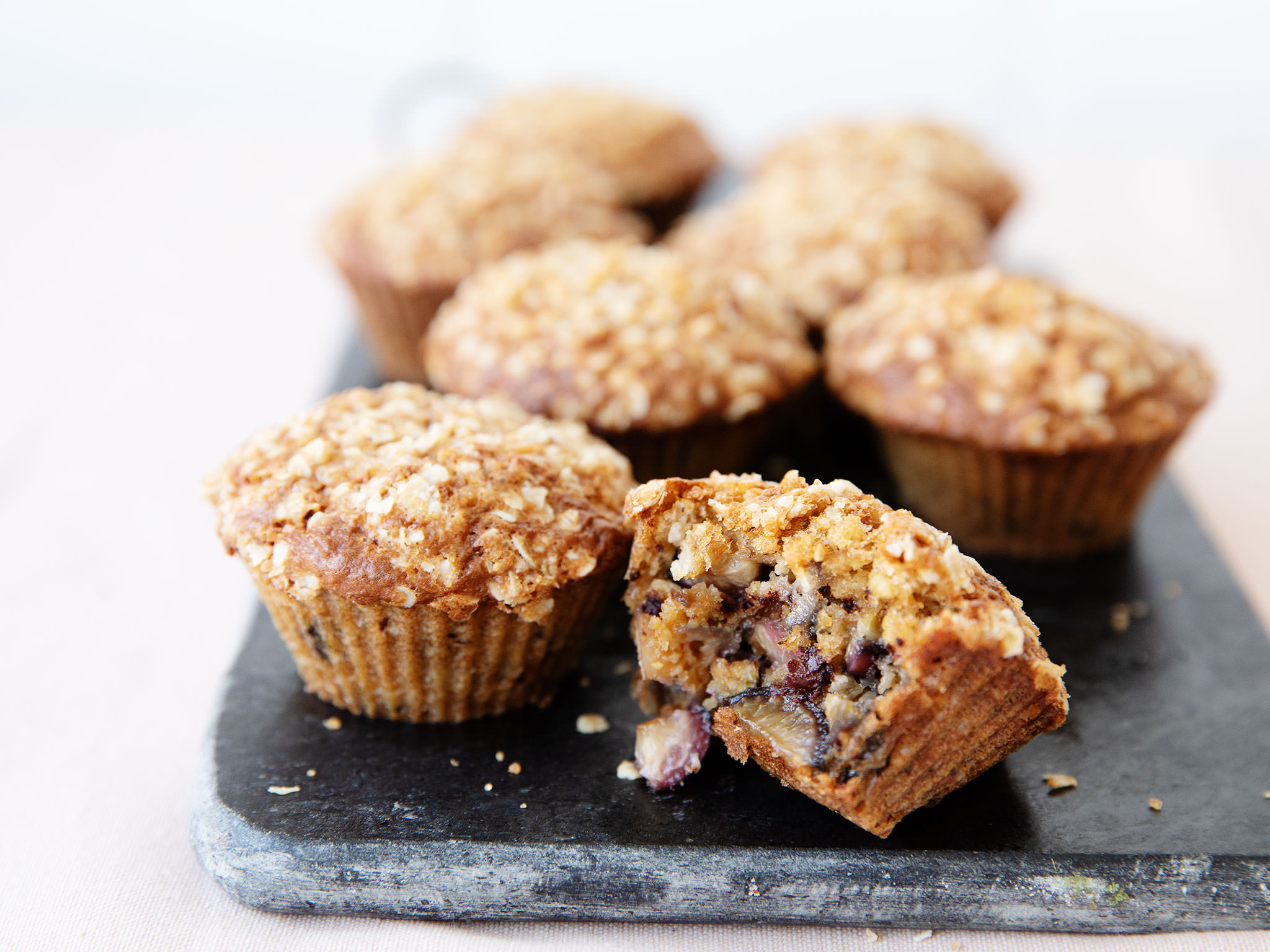 Chocolate-cherry-oat muffins-image