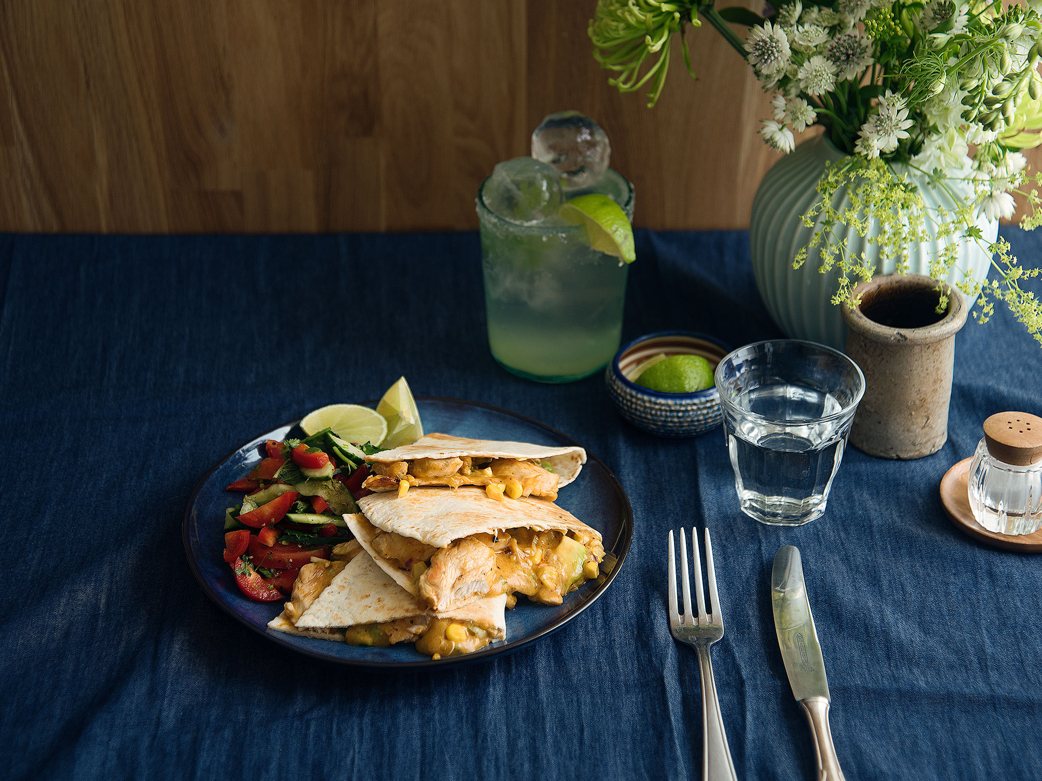 Chicken and cheddar quesadillas with salad Recipe with Video