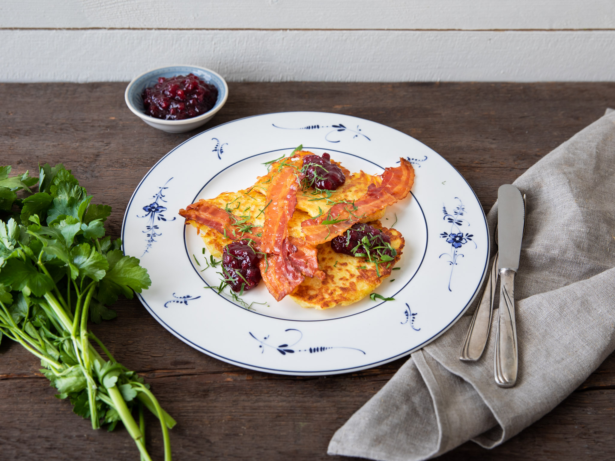 Raggmunk (Swedish potato pancakes with jam)-image