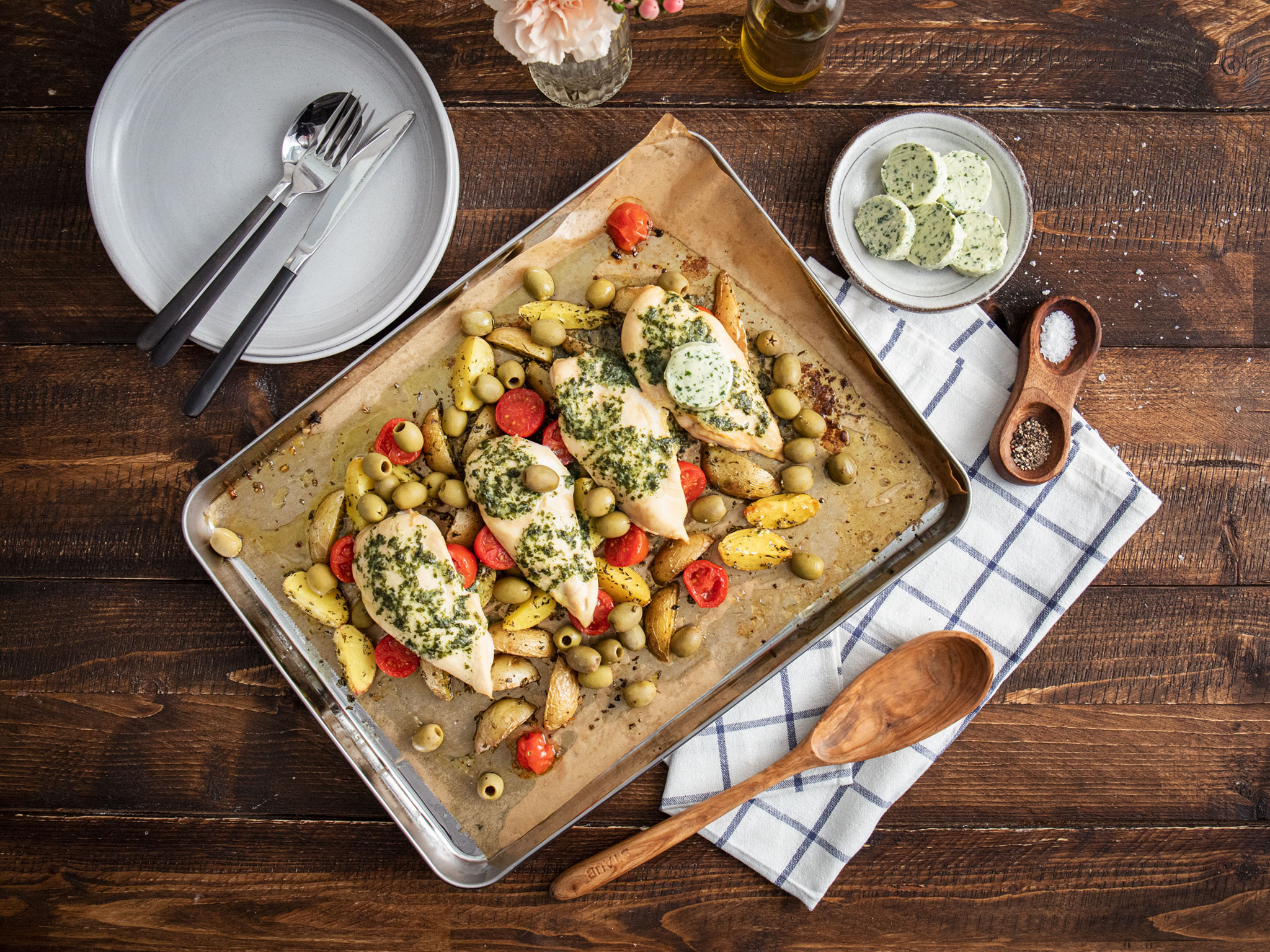Mediterranes Ofenh hnchen Mit Rosmarinkartoffeln Vom Blech Rezept Mit 
