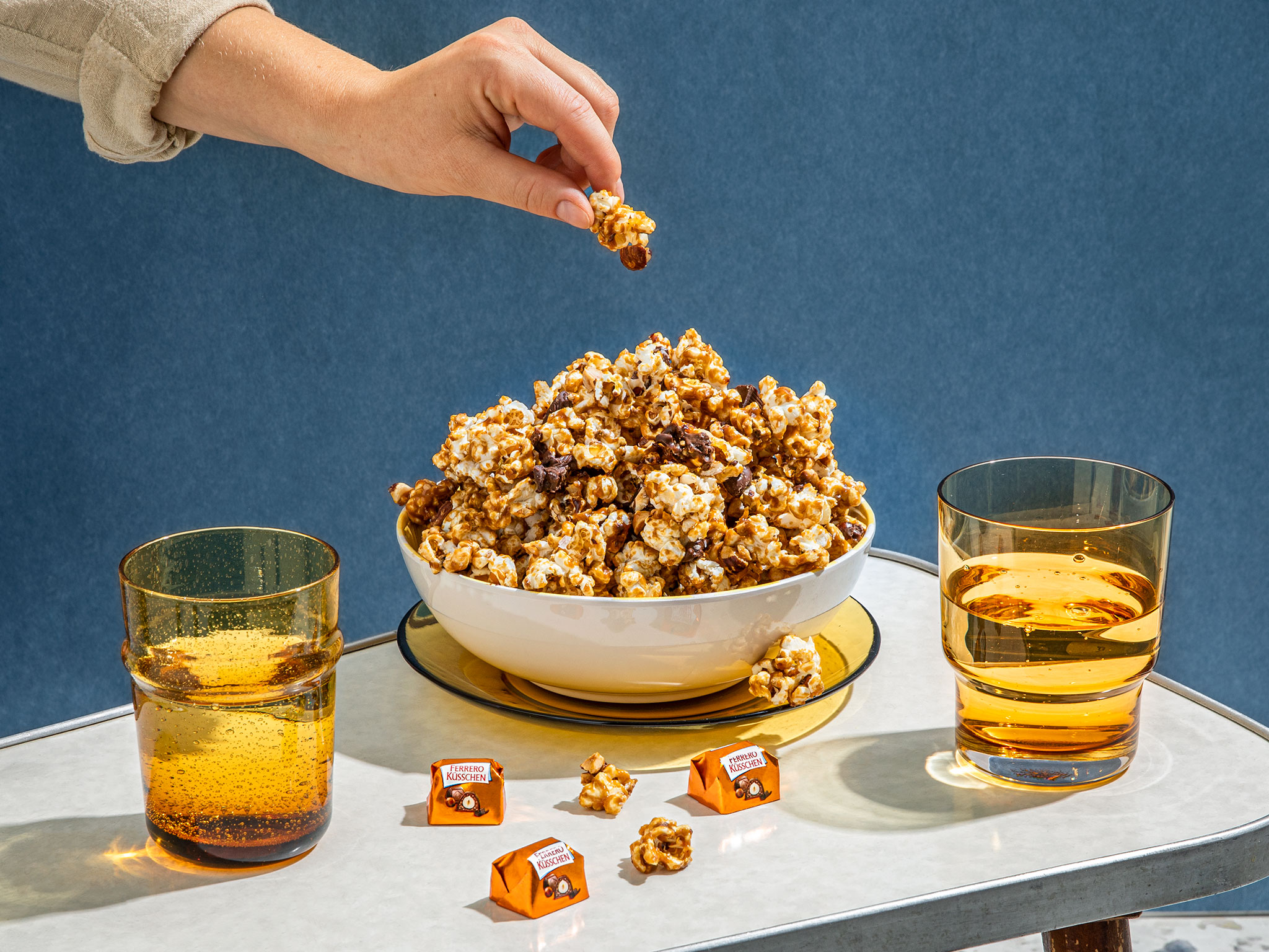 Schoko-Karamell-Popcorn mit Ferrero Küsschen